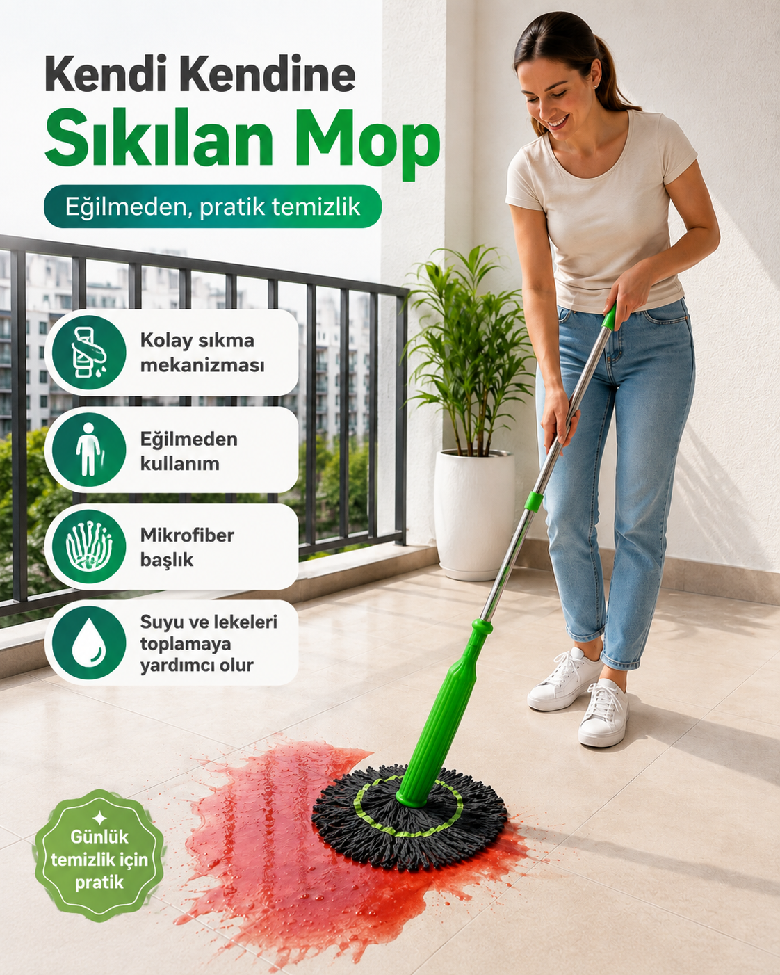 MOPERATEM KENDİNDEN SIKMALI MOP